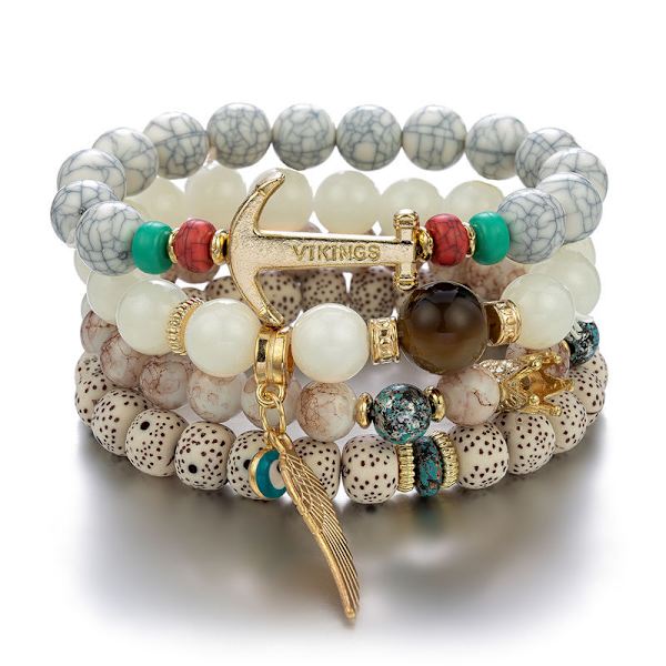 5 set bohemiska armband, handgjorda kristallpärlarmband,