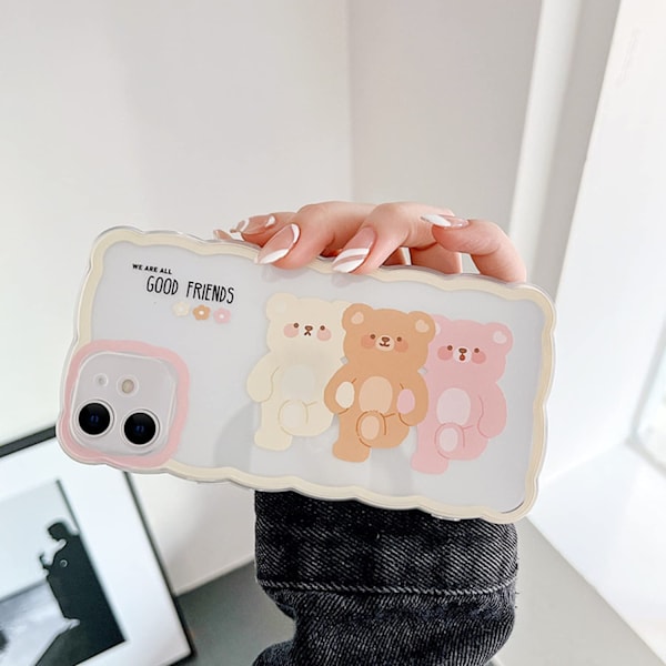 Kompatibel med iPhone 11 Skal Transparent Söta Tre Björnar