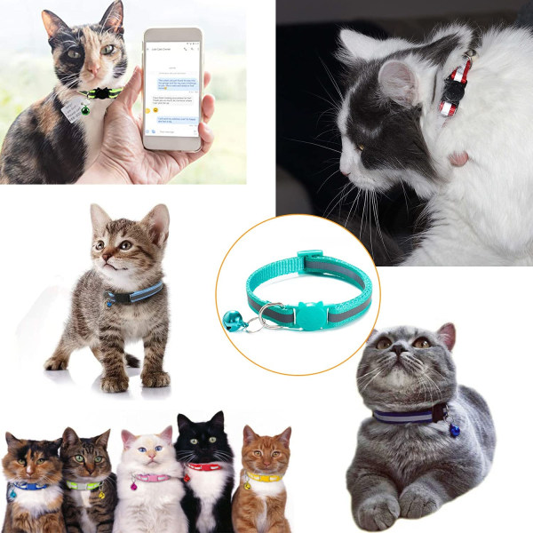 18st reflekterande katt-ID-halsband med klocka Justerbar 19-32cm