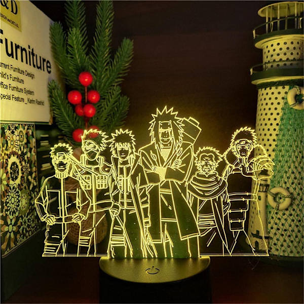 Naruto Kakashi Uchiha Sasuke 3D Illusionslampa Nattlampa Smart Touch, RGB-effekt USB-kabeldriven Kreativ 3D Japansk Animelampa