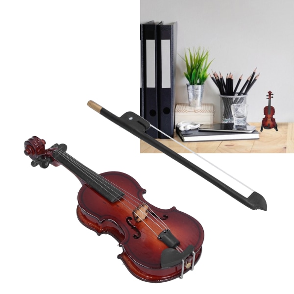 Violin Model Mini Udsøgt musikinstrument Dekorativt håndværkspynt til hjemmekontordekoration