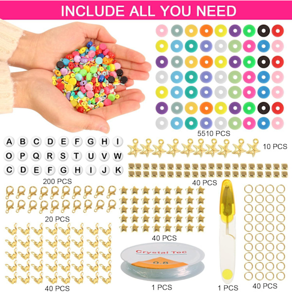 Armbandssats 6000 st 24 rutnät lera pärlor barn pärlor leksaker DIY handgjorda flicka handgjorda armband halsband smycken, armband och smyckestillverkning