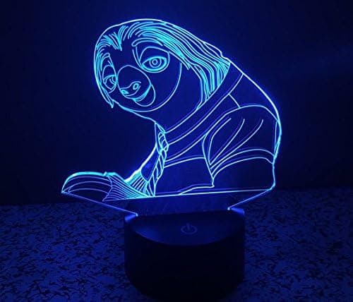 Födelsedagspresent Sloth 3D optisk illusion rolig present nattlampa