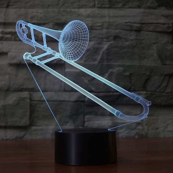 3D Trombone Form Natlampe Touch Bord Skrivebord Optisk Illus