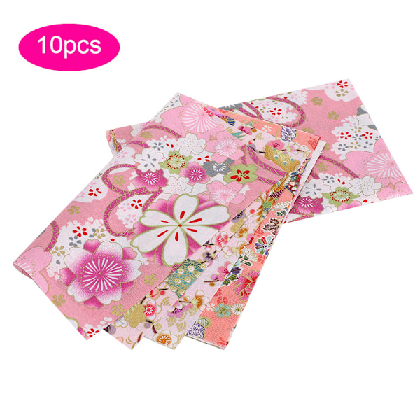 10 st Japansk stil bomullstyg Blommönster Quilttillbehör för DIY Handmades Väskor Dockkläder 25x20cm