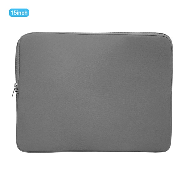 Laptop Sleeve Solid Farve Dobbelt Lynlås Håndtaske Notebook Beskyttende Etui Grå 15 Tommer