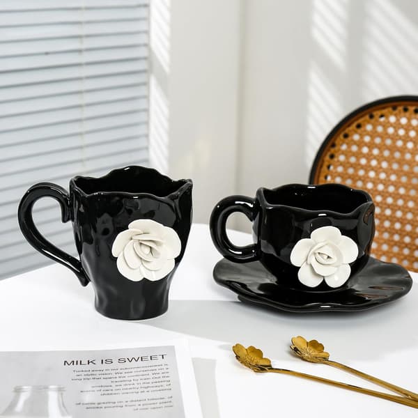 Keramiske Søde Kaffekopper, Håndlavede Blomsterte Krus, Gaver til Mælke Kaffe Te Elskere