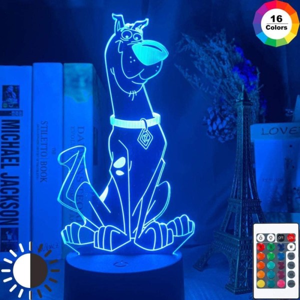 3D Illusion Lampa Led Nattljus Söt tecknad hund Scooby Doo