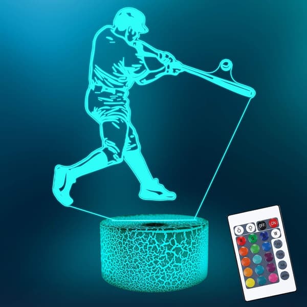 Baseballspiller Gaver, 3D Natlampe til Børn Optisk Illus