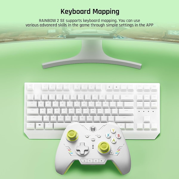 Trådløs Controller, BIGBIG WON Rainbow 2 SE, Hall Effect Trigger, 12-bit ADC, 3 Sæt Joysticks, 4-vejs & 8-vejs D-pad Controller til Switch/PC/Android/iOS Green