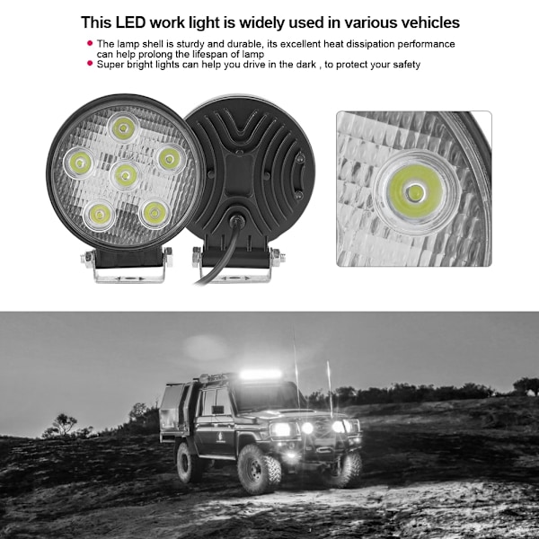 18W LED Arbeidslys Rundt Stang Auto Kjørelys Bil Lastebil Modifikasjon