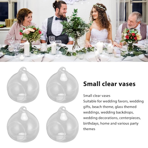 4 st mini glasvas med rep DIY handcraft tjock okrossbar klar vaser för bröllop bakgrundsdekoration