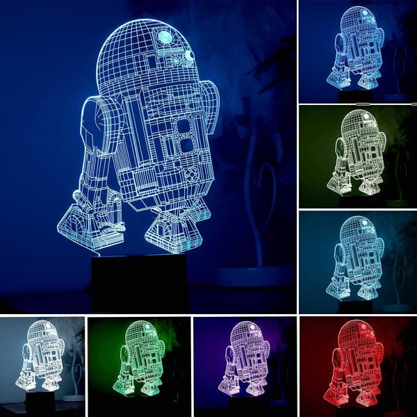 3D Natlampe, Hologram Effekt Led Illusion Bordlampe, 16