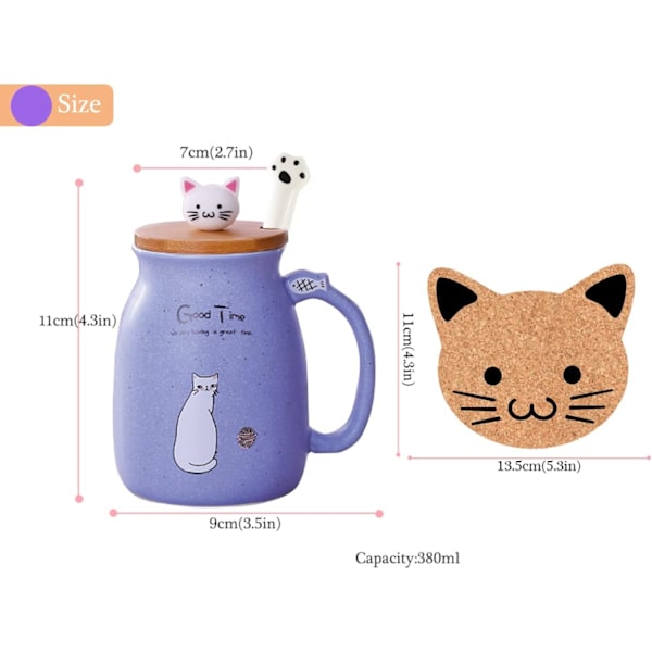 Kattekrus Sød Keramisk Kaffe Kop med Søde Kitty Låg, Kat P