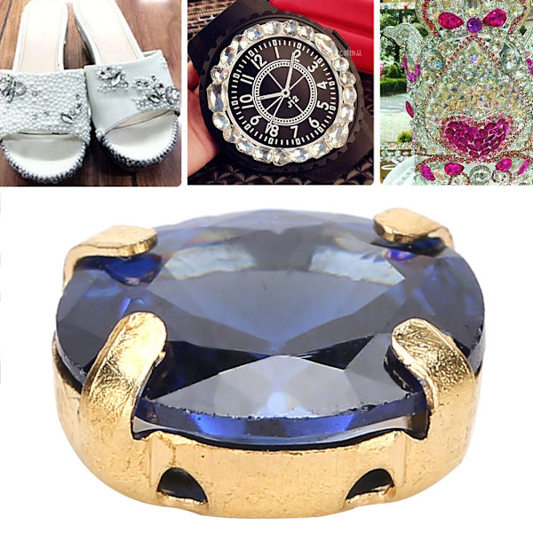 10 stk syrkon zirkonia rhinestones ellipse form DIY sko klær tilbehør 8x10mm kongeblå