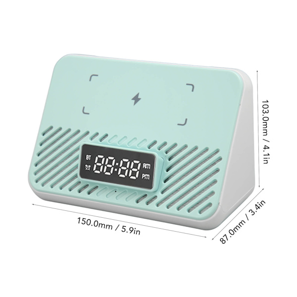 Trådlös laddningsstation 15W 3 i 1 trådlös telefonladdare med Bluetooth-högtalare Digital väckarklocka Blue