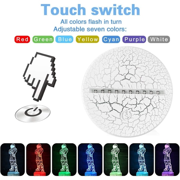 Cool 3D Lampe Natlampe til Drenge USB Touch Sensitive Kontrol