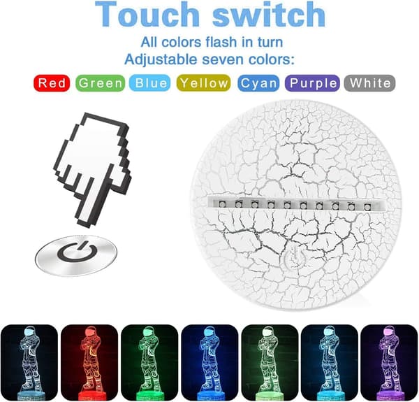 Kul 3D Lampe Nattlys for Gutter USB Berøringsfølsom Kontroll