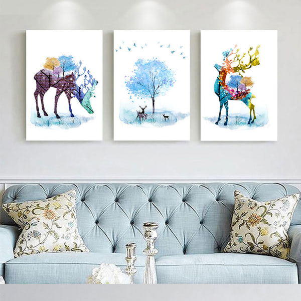 Fortune Deer Wall Art Canvas Print Poster, Simple F 30x40cm