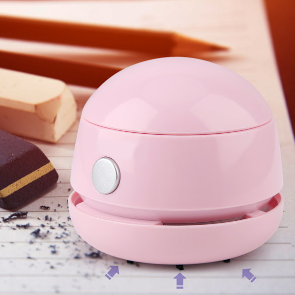 Mini gjenladbar bærbar skrivebordsstøvsuger støvsamler rengjøringsmaskin (rosa)