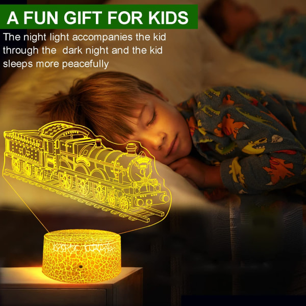 Tåglampa för barn Coola presenter 3D tågnattlampa med Rem