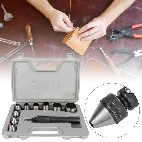 10 st 25/32\" DIY läder gummi ihålig hål punch verktyg set 3/16 5/16 3/8 1/2 25/32 1 1-1/4
