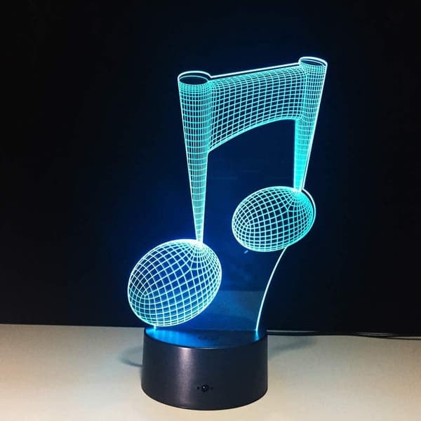 Musikfans Gaver 3D lampe 7 Farver Optisk Node Kunst Nat L