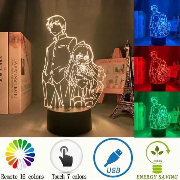 Toradora 3D Optisk Illusion LED Natlampe Anime Figur Xm