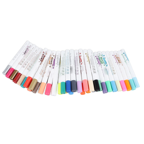 36 st Acrylic Paint Markers 2mm Spets Vibrant Vattentät Snabbtorkande Blandade Färger Graffiti Markers för Studenter Skola