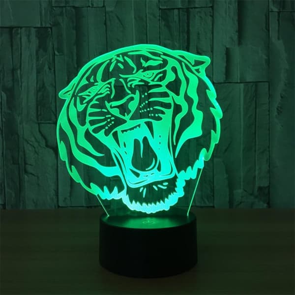 3D Optisk Illusion Dyr Tiger Farverig Lyseffekt Til