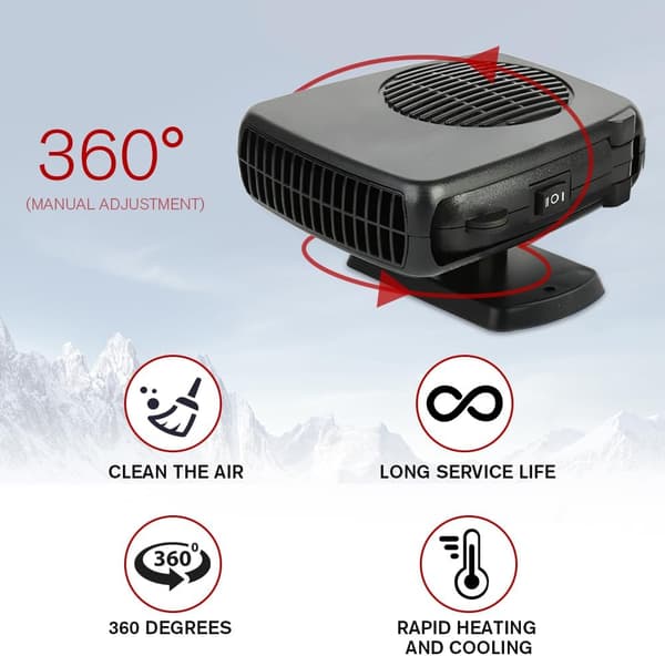 12V 150W 2-i-1 Bilvarmer & Køleventilator - Varme-/Køletilstande, Bilrudeafdugger, Universal Bilvarmer til Alle Biler