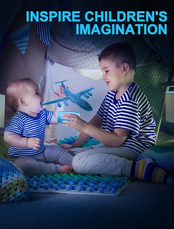 Flygplan Nattlampa, 3D Illusion Lamp, 16 Färger Ändras