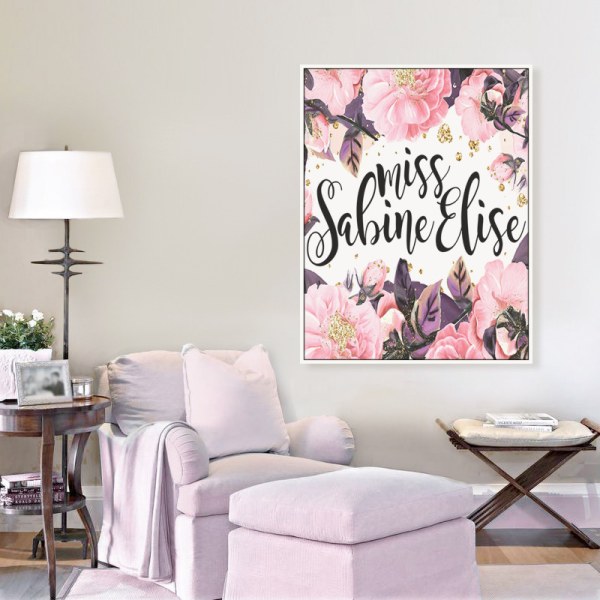Konstnärliga blommor och flamingos väggkonst canvas tryck affisch, enkel modekonst