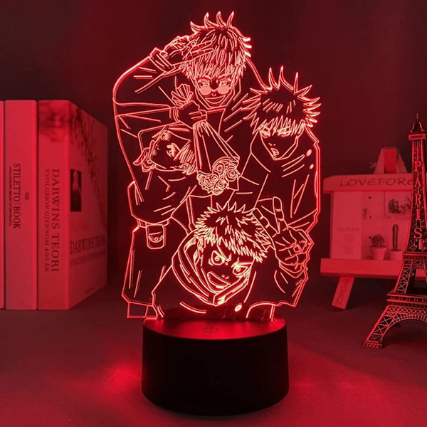 Jujutsu Kaisen Gojo 3D Illusions nattlampe med smart berøring, RGB-effekt, USB-kabeldrevet, kreativ japansk anime 3D-lampe - Ideell gave
