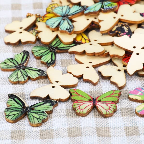 100 stk Retro Cartoon Butterfly 28mm Håndlaget DIY Tilbehør for Dekorasjon