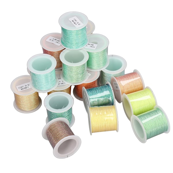 20 st 6 trådar broderitråd handvävd rep speciell symfoni grön gul polyester symaskintrådssats