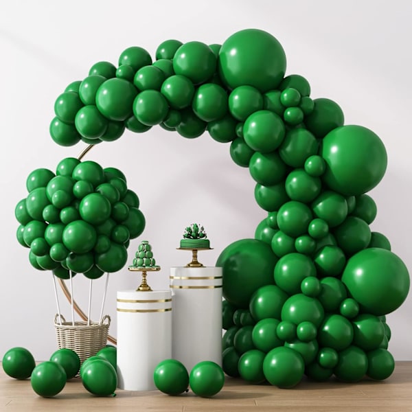129 kpl tummanvihreää ilmapalloa eri kokoja 18 12 10 5 tuumaa vihreä lateksi ilmapallo kaari naamiaistapahtuman koristeisiin syntymäpäivä vauvakutsu W Dark Green