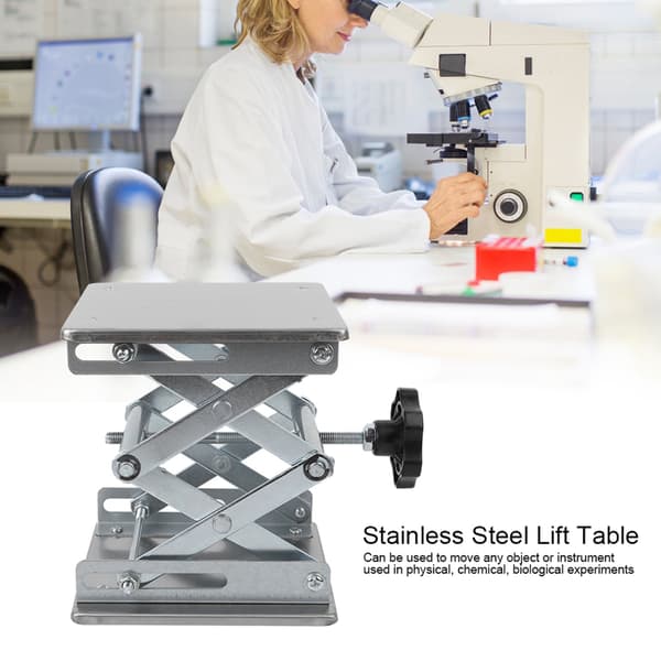Rustfrit stål løfteplatform stativ rack laboratorium bordholder løfter 15 x 19cm