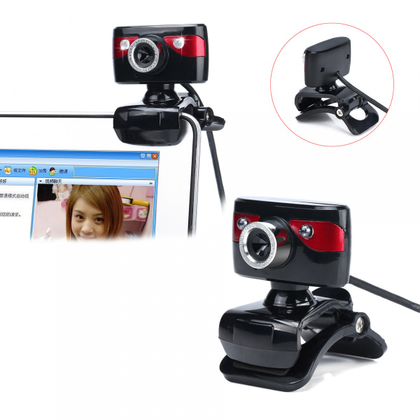 360 graders roterande webbkamera, körfri datorkamera, LED