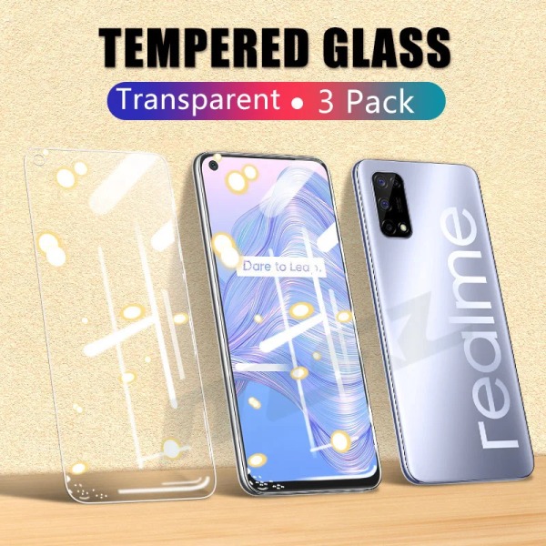 3 st härdat glas för Realme 7 5G skärmskydd i glas