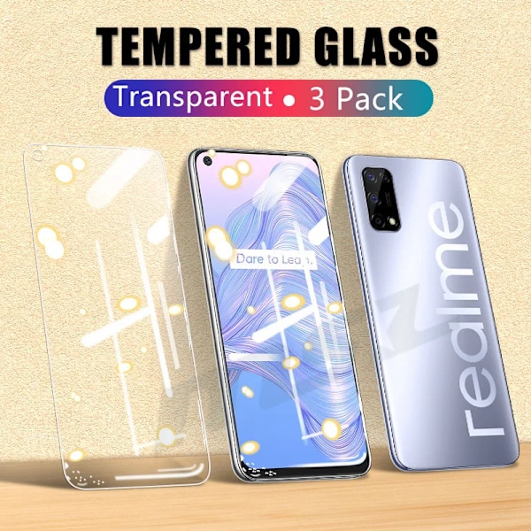 3 st härdat glas för Realme 8 5G Glass skärmskydd