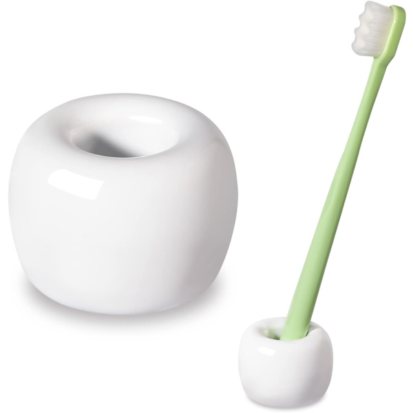 Snygg Mini Keramik Tandborsthållare Stativ för Badrum Toalettbänkar (1-Pack Vit) White