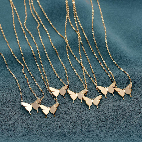 AVEKI Guld Delikat Initial Halsband 18K Guldpläterad Fjäril