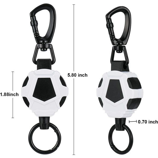 2-pak kraftig sammenleggbar nøkkelring, merkespole med 31” sammenleggbar stålsnor Red White