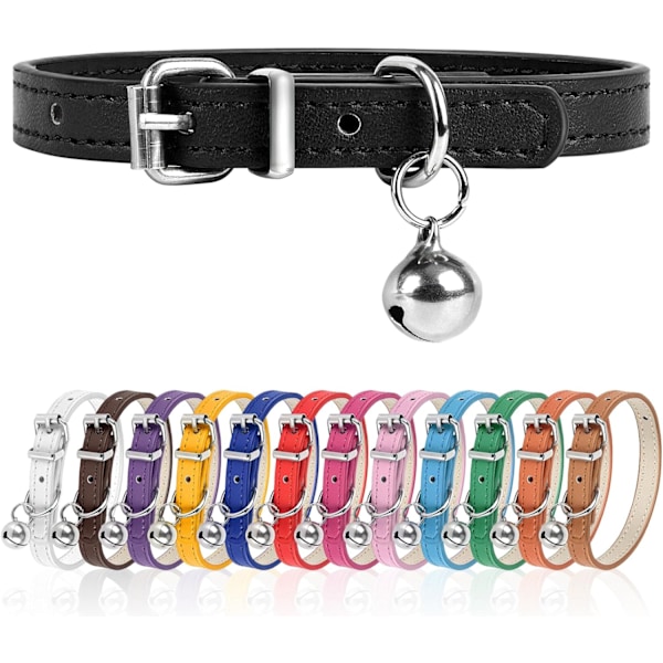 S Hundehalsbånd til Små Hunde Justerbar Hundehalsbånd Kattehalsbånd til Små Mellemstore Store Hunde 3/8 Tommer Bredde (Sort, S) Black M
