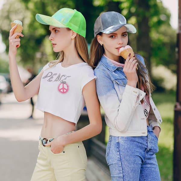 Uordentlig Høj Knold Hestehale Justerbar Glitter Mesh Trucker Base E