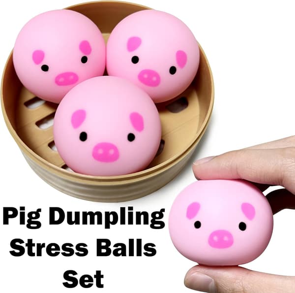 Mini Gris Dumpling Squishy Fidget Legetøj (3-pak), Sensoriske Stressbolde til Voksne og Børn, Stresslindrende Dejbolde, Festgaver