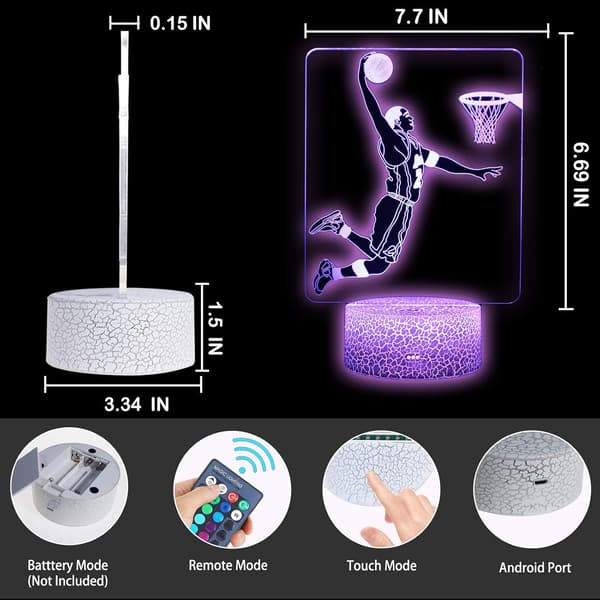 Basketballspiller 3D Illusjon LED Skrivebordslampe Nattlys med