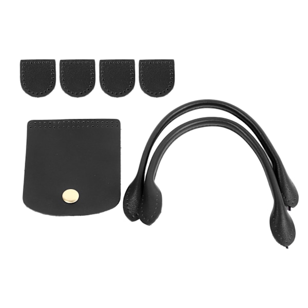 Læder Pung Rem DIY Fashionable Håndtaske Håndtag med Flip Cover Lynlås Stopper til Pung Fremstilling Tilbehør Sort Overlæder
