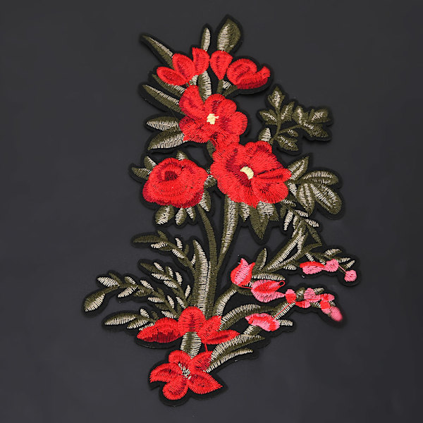 Rød Rose Tøj Broderet Patch DIY Dekoration Strygejern Sy Mærkat Applikation Håndværk Tilbehør